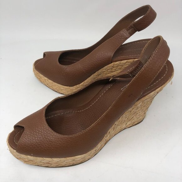 Banana Republic Brown Peep Toe Espadrille Wedge 10 - Picture 4 of 10